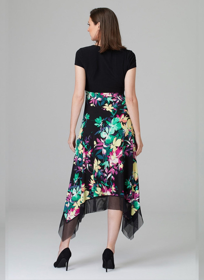 Joseph Ribkoff, Sukienka midi z kwiecistym dołem.