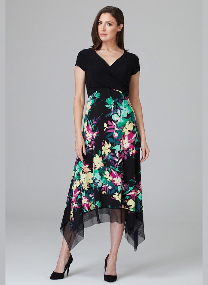 Joseph Ribkoff, Sukienka midi z kwiecistym dołem.