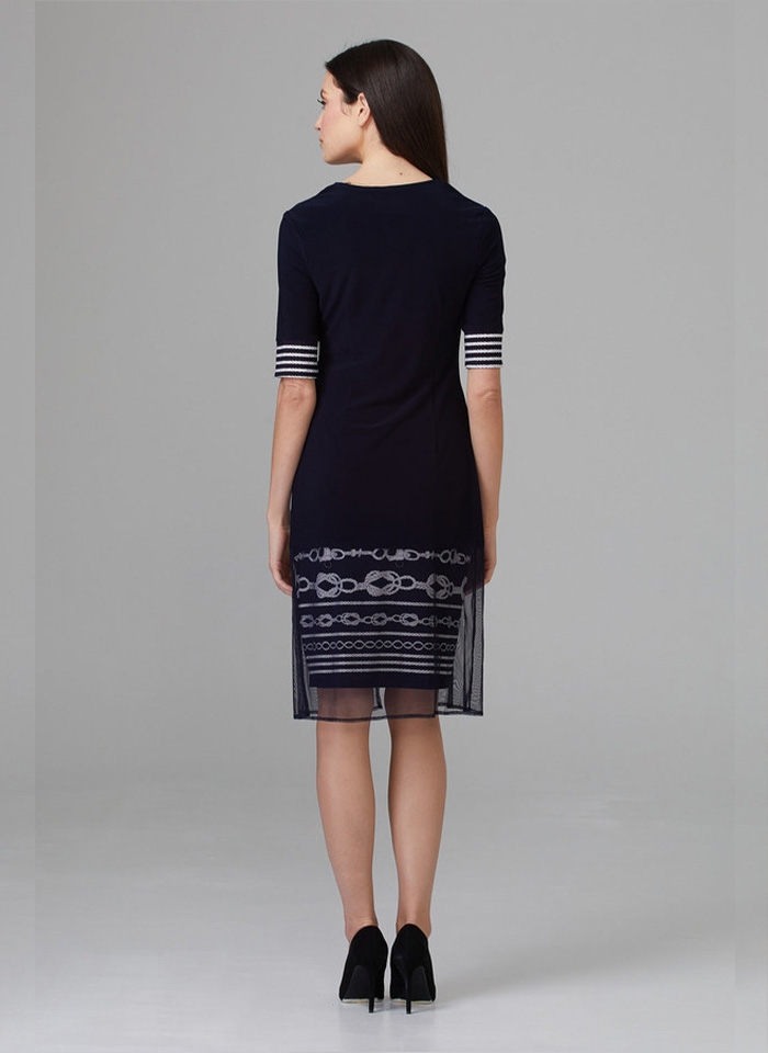 Joseph Ribkoff, Granatowa sukienka w stylu w jachtingowym.