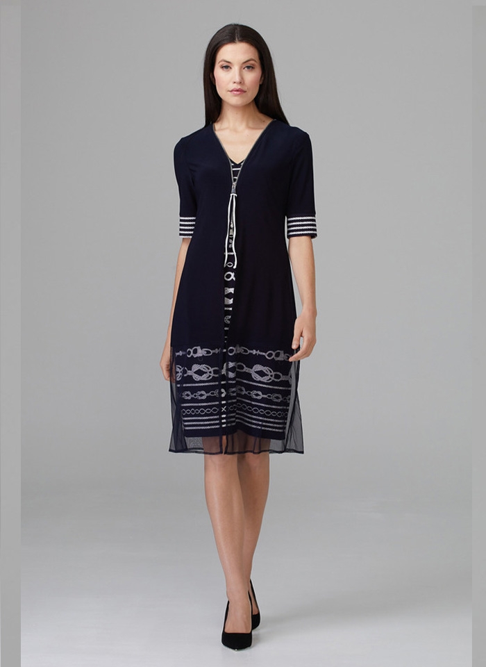Joseph Ribkoff, Granatowa sukienka w stylu w jachtingowym.