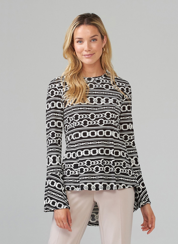 Joseph Ribkoff, Czarno - biała bluzka z baskinką.