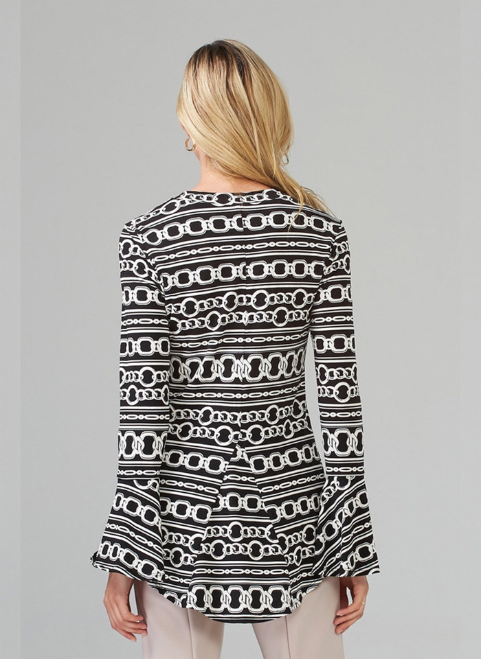 Joseph Ribkoff, Czarno - biała bluzka z baskinką.