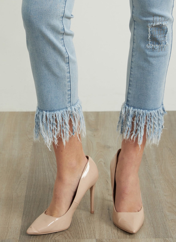 Joseph Ribkoff, Dżinsowe spodnie z przetarciami.