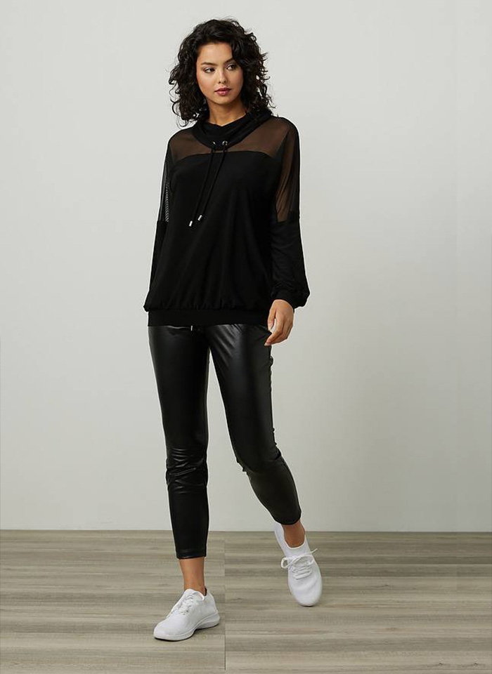 Joseph Ribkoff, Czarna bluza w sportowym stylu.