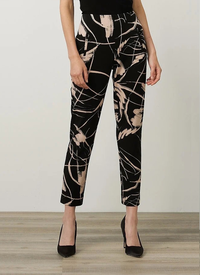 Joseph Ribkoff, Czarne spodnie w beżowy wzór.