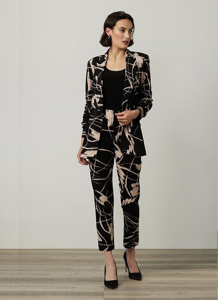 Joseph Ribkoff, Czarne spodnie w beżowy wzór.