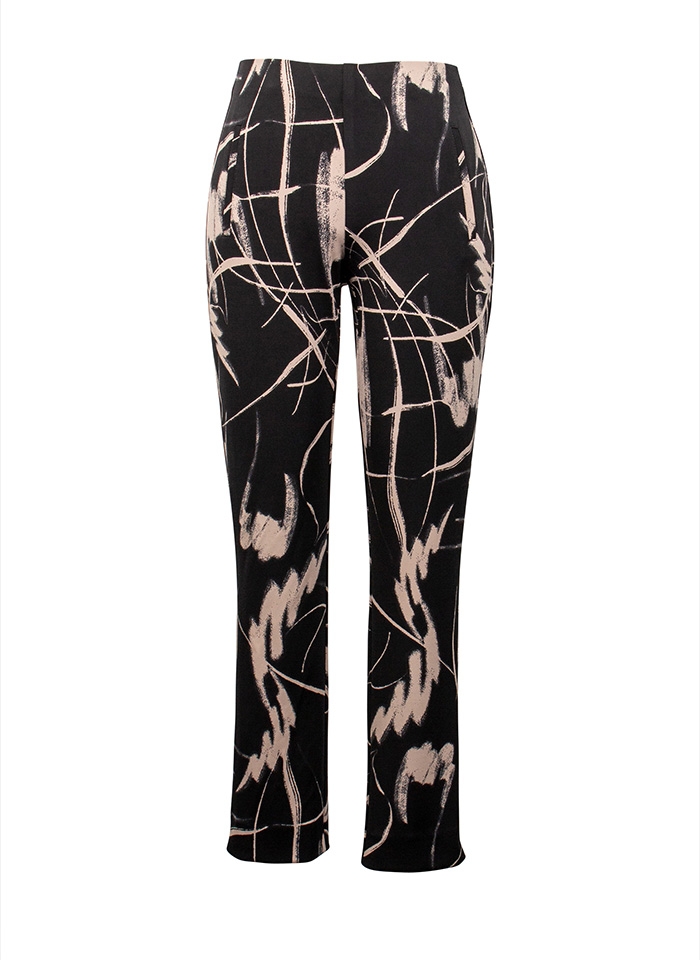 Joseph Ribkoff, Czarne spodnie w beżowy wzór.