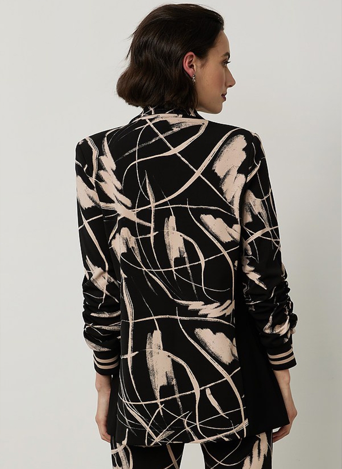 Joseph Ribkoff. Czarny żakiet w  beżowy wzór.
