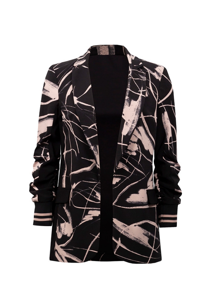 Joseph Ribkoff. Czarny żakiet w  beżowy wzór.