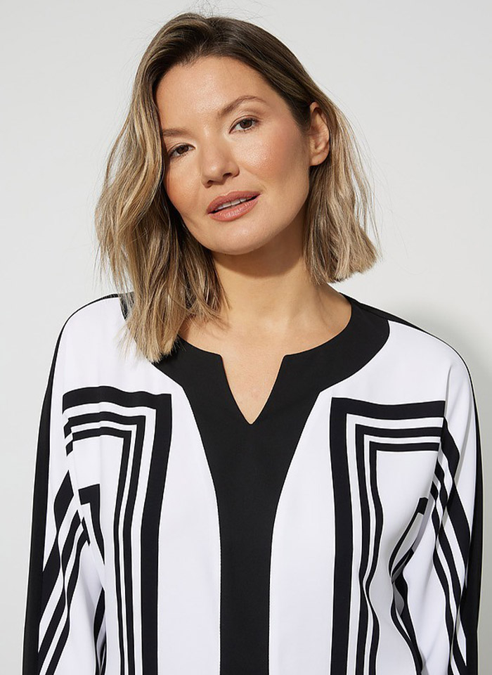Joseph Ribkoff, Czarno - biała bluzka z rękawem 3/4