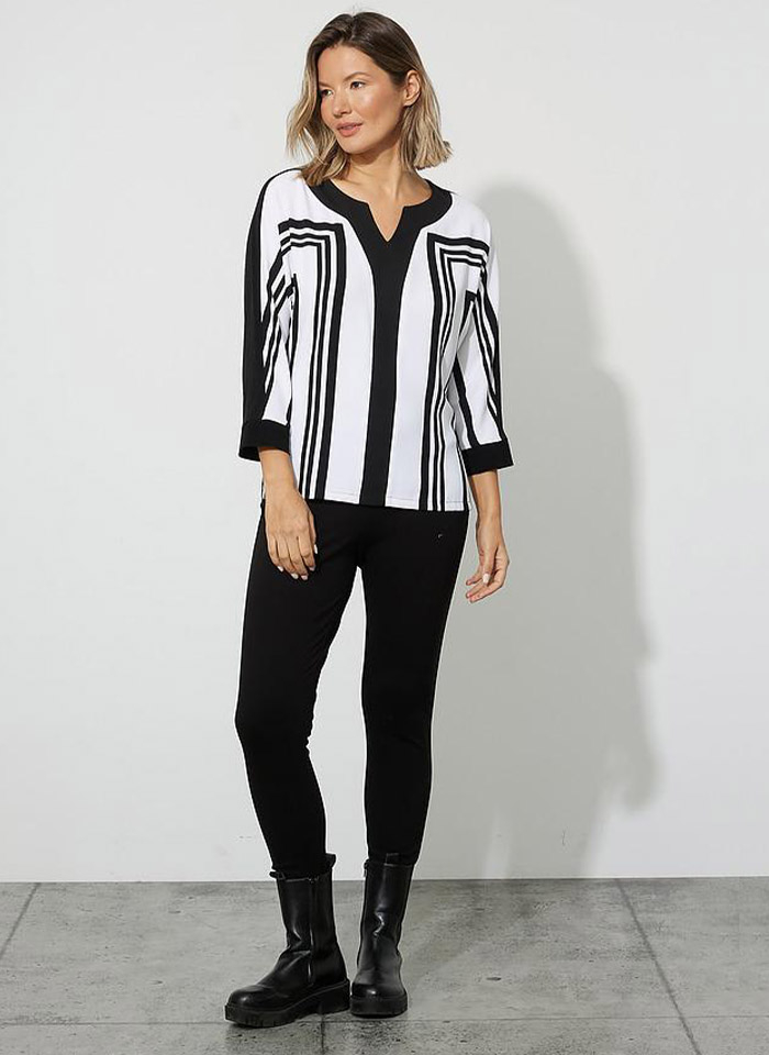 Joseph Ribkoff, Czarno - biała bluzka z rękawem 3/4
