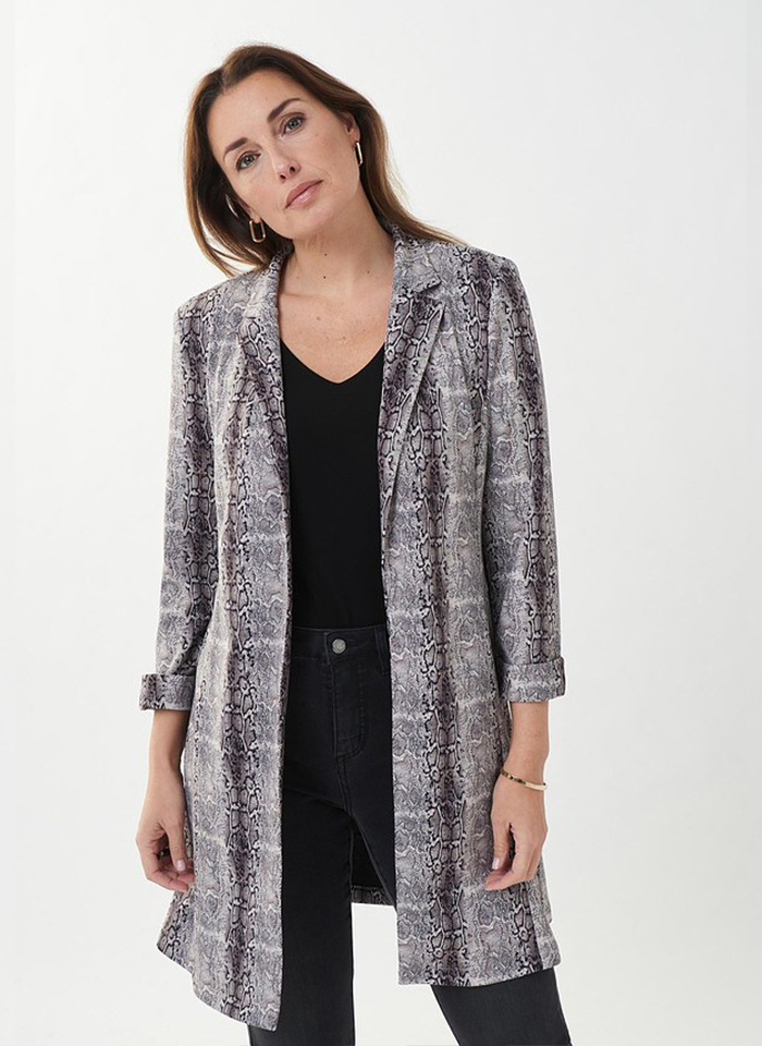 Joseph Ribkoff, Długi żakiet w zwierzęcy print bez zapięcia.
