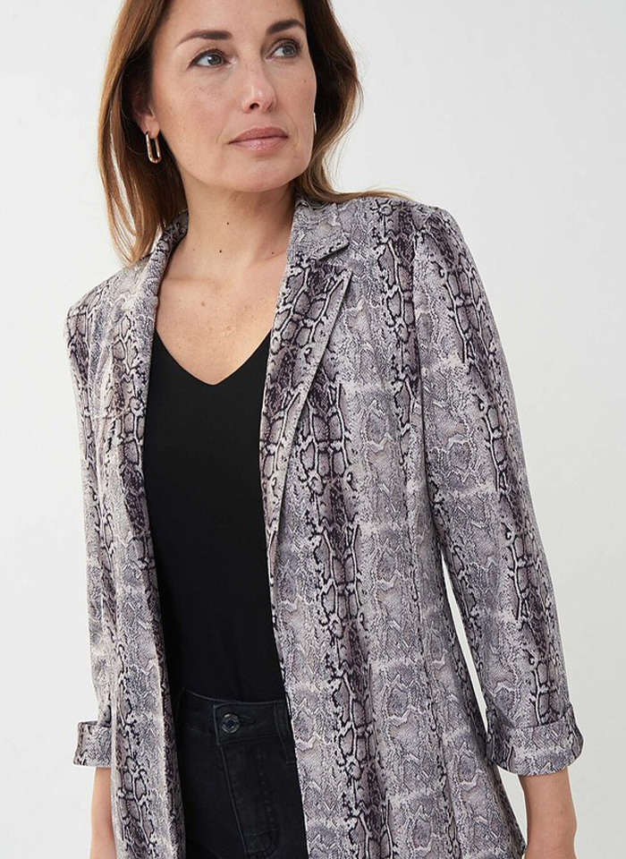 Joseph Ribkoff, Długi żakiet w zwierzęcy print bez zapięcia.