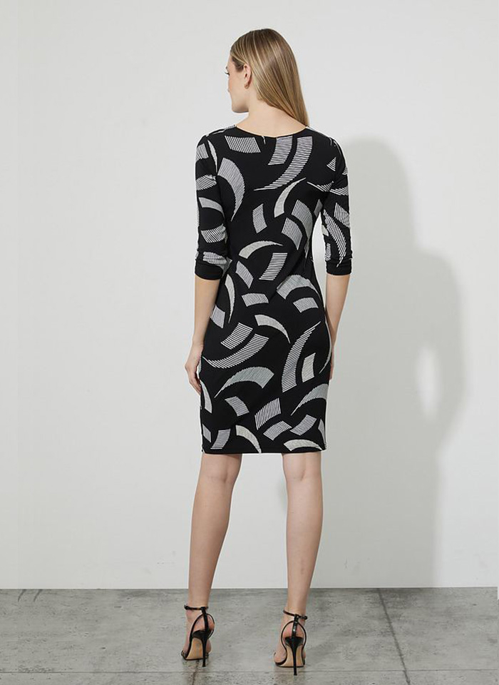 Joseph Ribkoff, Czarna sukienka w biały print.