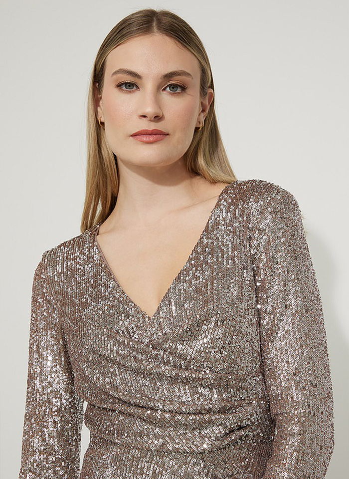 Joseph Ribkoff 223720 Cekinowa sukienka z długim rękawem