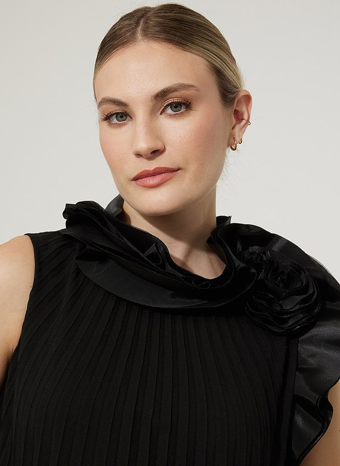 Joseph Ribkoff 223728 Elegancka sukienka w plisy czarny i granat