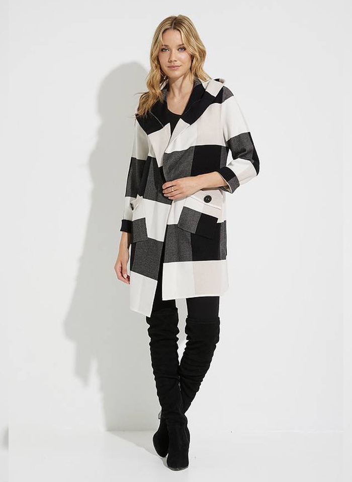 Joseph Ribkoff 223965 Dzianinowy kardigan w kratę.