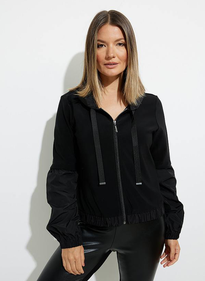 Joseph Ribkoff, Czarna bluza zapinana na suwak.