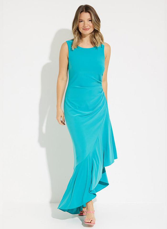 Joseph Ribkoff, Sukienka maxi z asymetryczną falbaną.