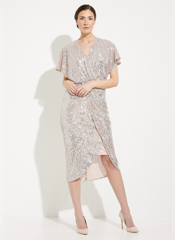 Joseph Ribkoff 231760 Srebrna sukienka w cekiny