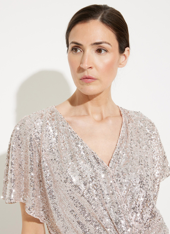 Joseph Ribkoff 231760 Srebrna sukienka w cekiny