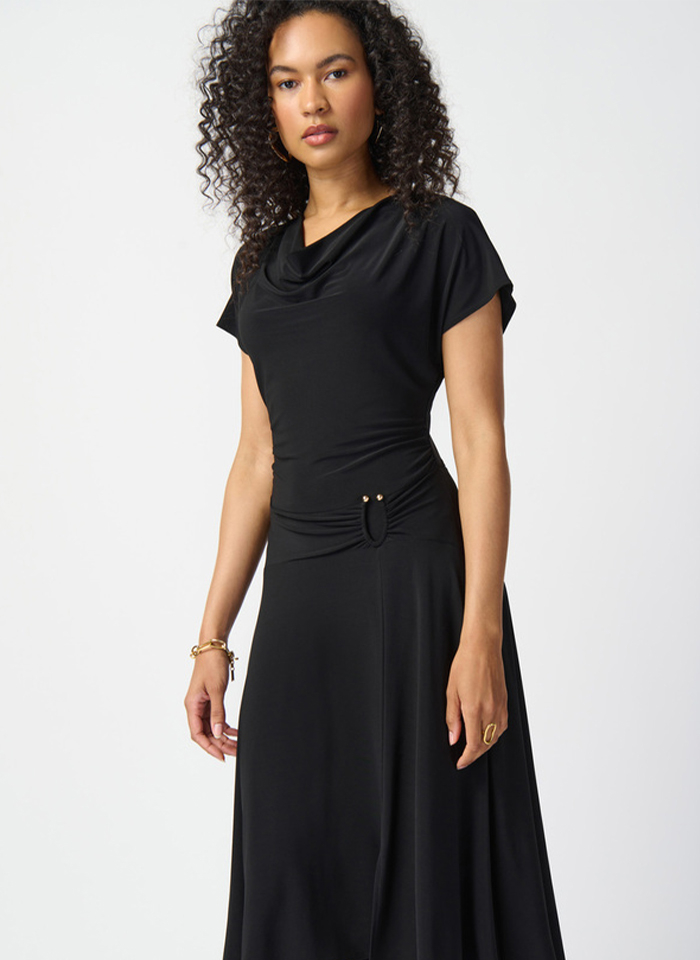 Joseph Ribkoff. Czarna sukienka z dekoltem typu woda 2 kolory