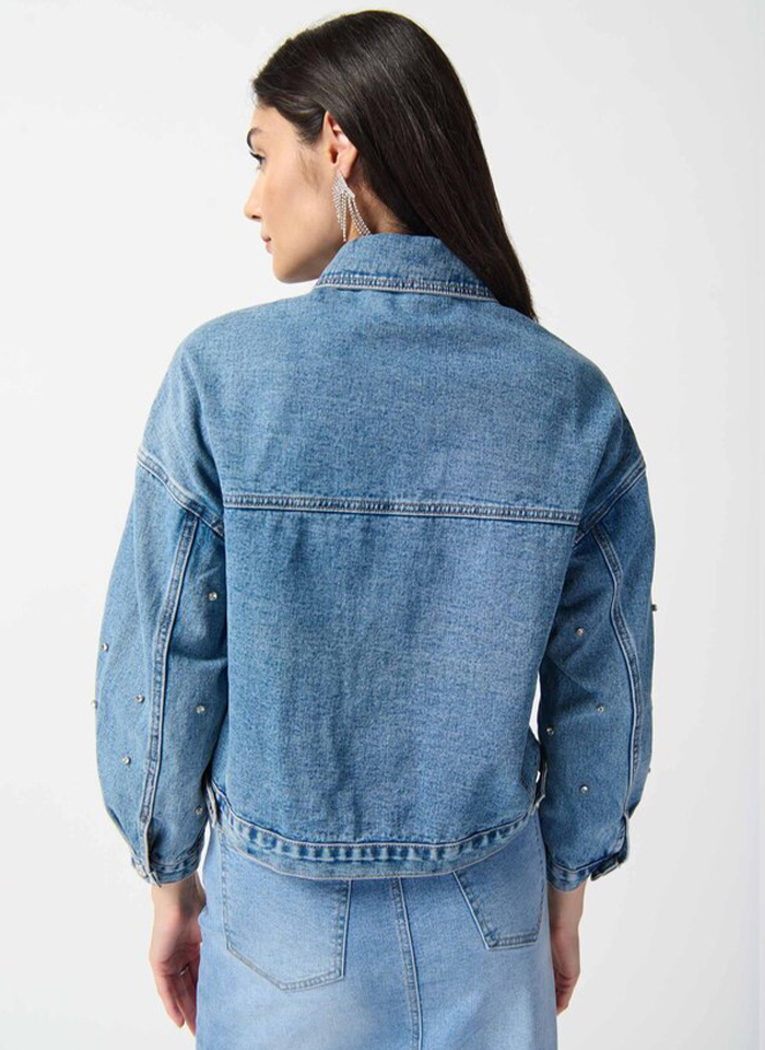 Joseph Ribkoff. Jeansowa katana zdobiona kamykami.