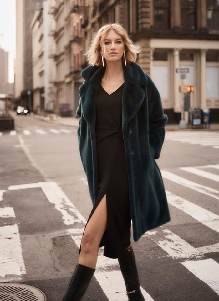 Joseph Ribkoff 243902 Sztuczne futerko z wykładanym kołnierzem 3 kolory