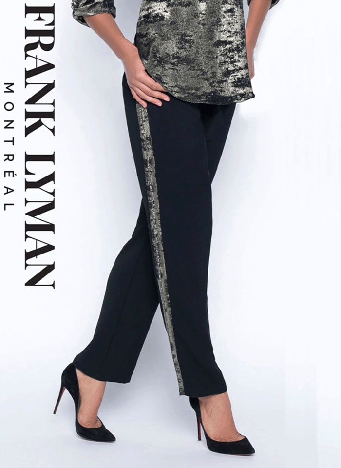 Frank Lyman, Czarne spodnie z lampasem.