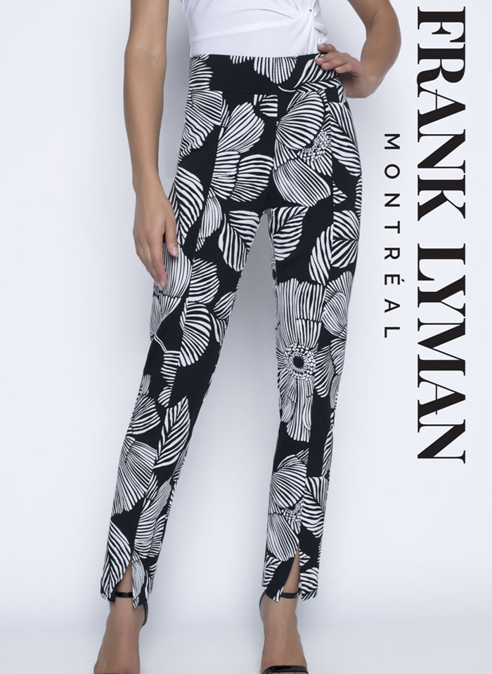 Frank Lyman, Czarne spodnie w białe kwiaty.