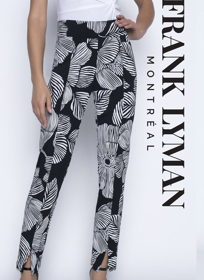 Frank Lyman, Czarne spodnie w białe kwiaty.