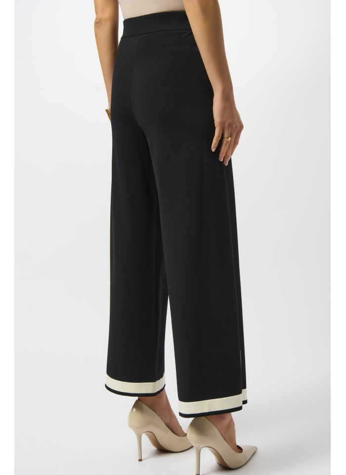 Joseph Ribkoff 253910 czarne spodnie długość 3/4 zdobione białą lamówką