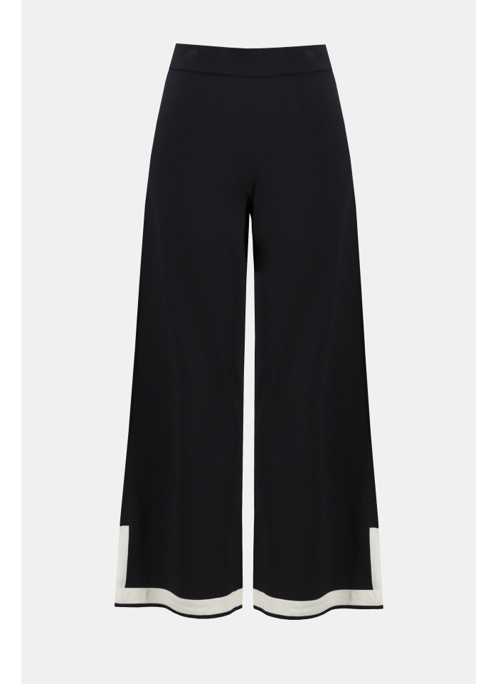 Joseph Ribkoff 253910 czarne spodnie długość 3/4 zdobione białą lamówką