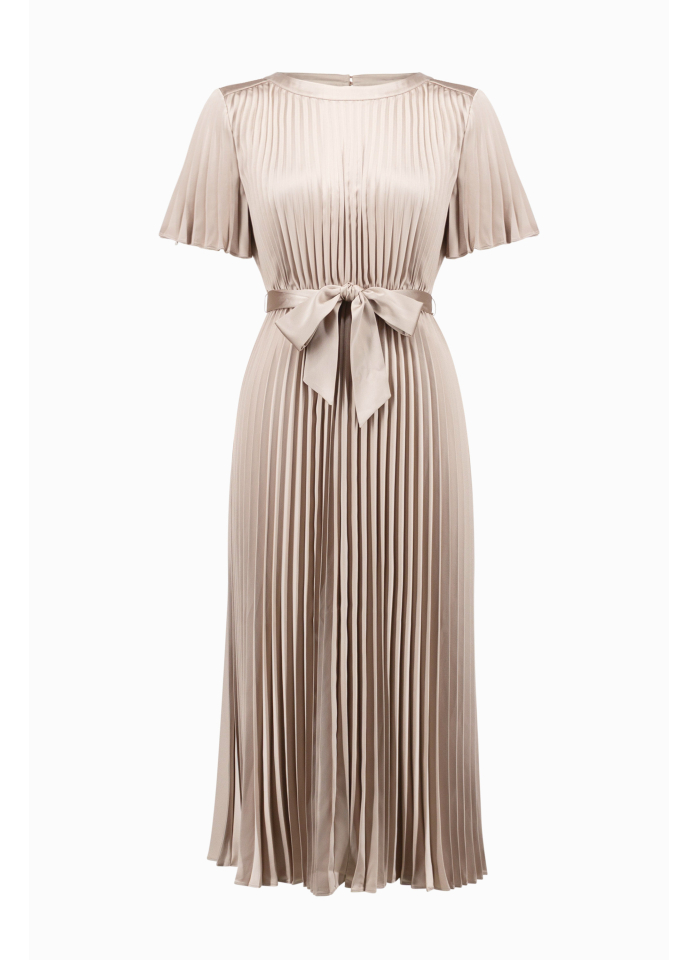 Joseph Ribkoff 261752 Połyskująca sukienka w plisy w kolorze beżowym