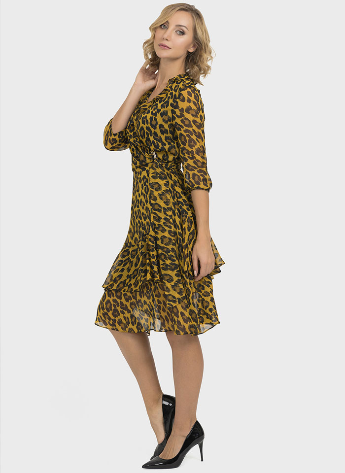 Joseph Ribkoff,  Sukienka w panterkę z falbaną