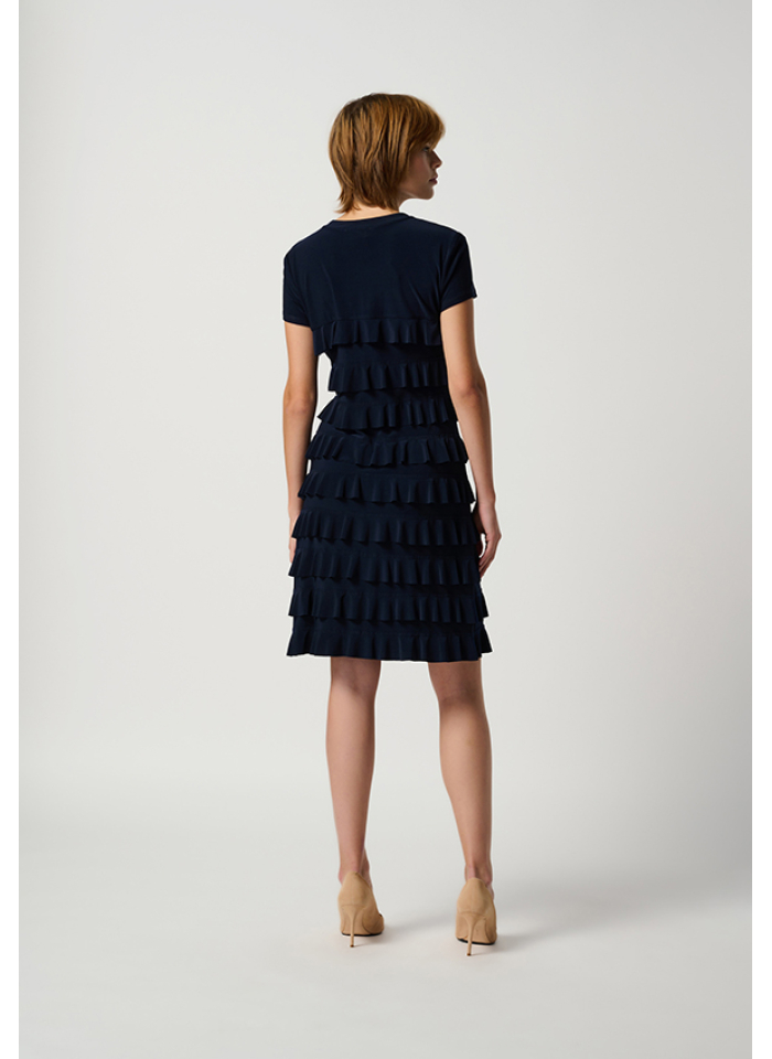 Joseph Ribkoff 211350 Granatowa sukienka z falbankami