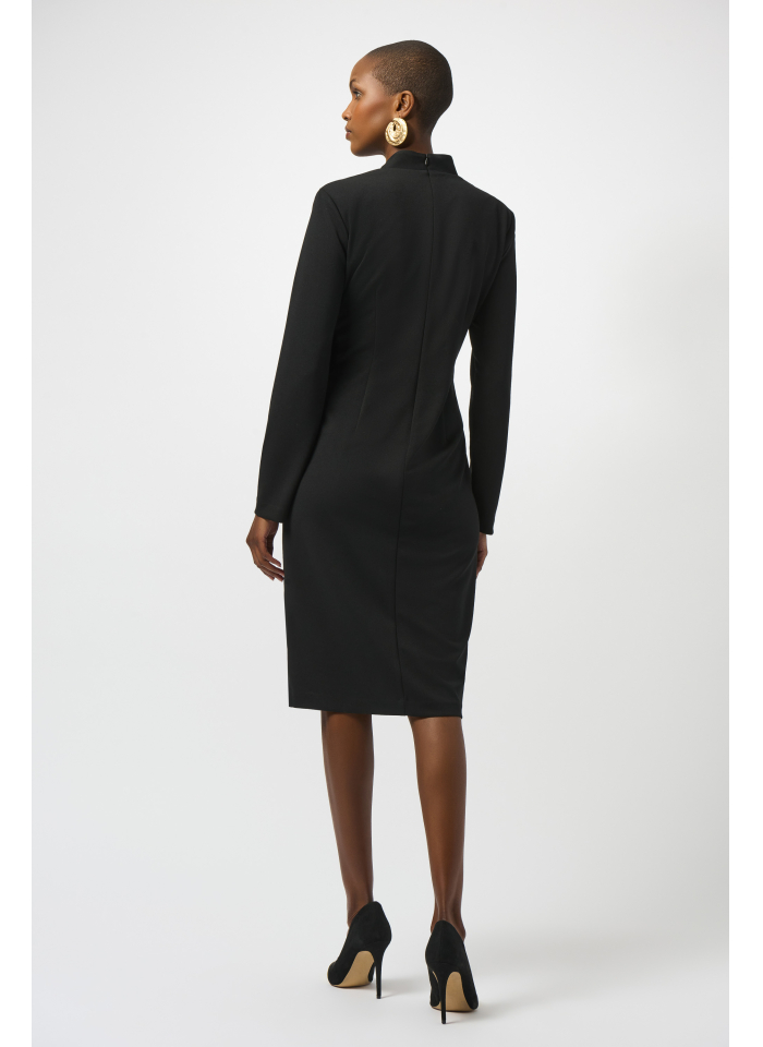 Joseph Ribkoff 253072 Czarna, klasyczna sukienka ze złotymi guzikami