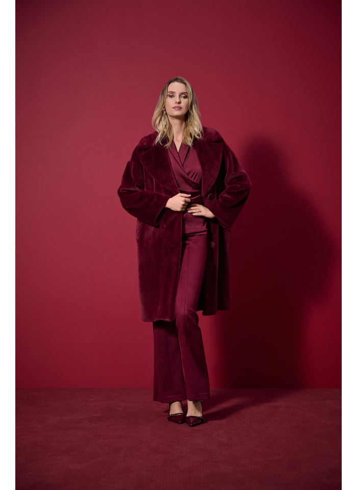 Joseph Ribkoff 253237 Bordowa bluzka z krótkim rękawem