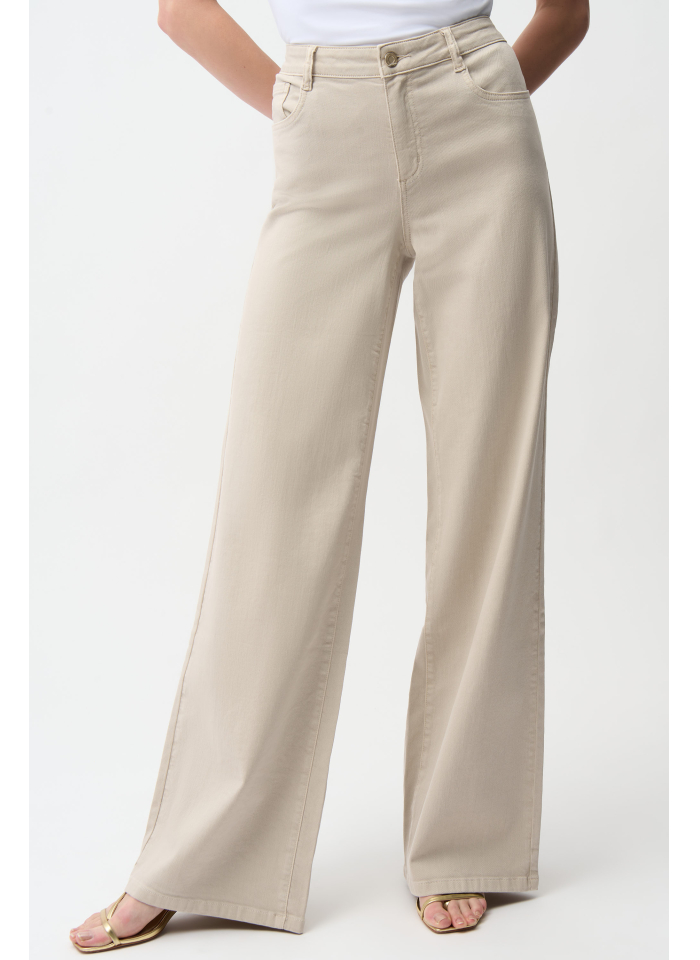 Joseph Ribkoff 261989 jasno beżowe spodnie z szeroką nogawką