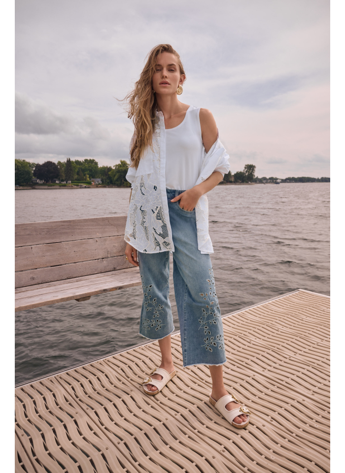 Joseph Ribkoff 262915 jeasowe kuloty subtelnie zdobione haftem i dżetami