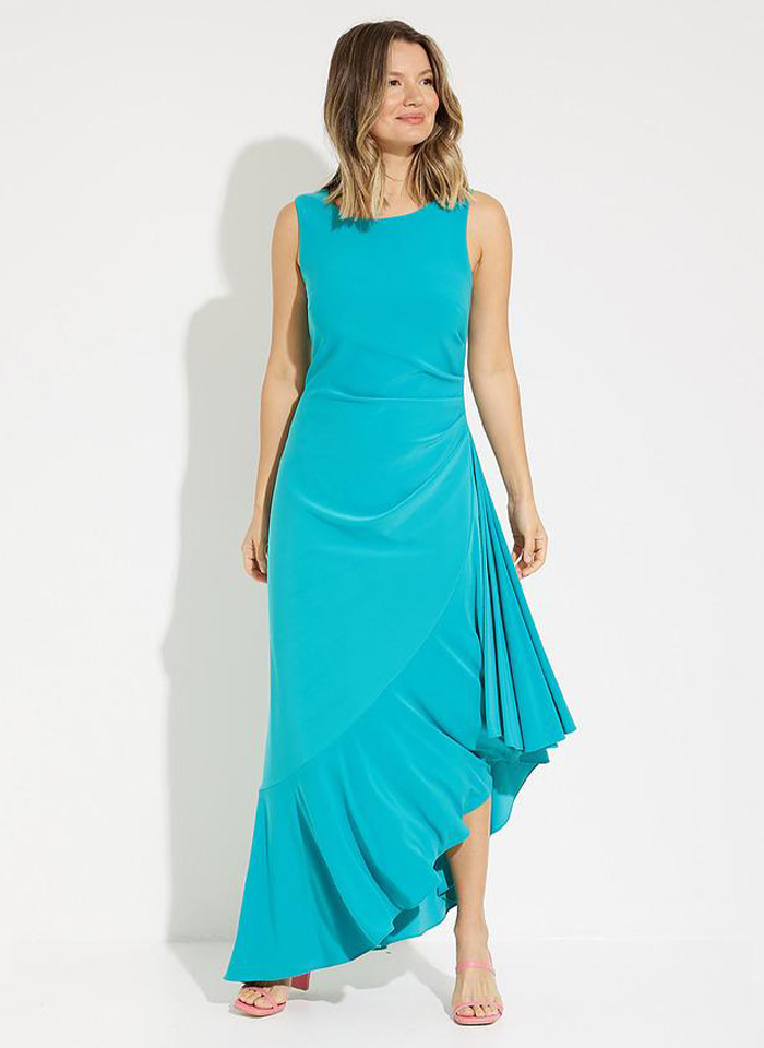 Joseph Ribkoff, Sukienka maxi z asymetryczną falbaną.