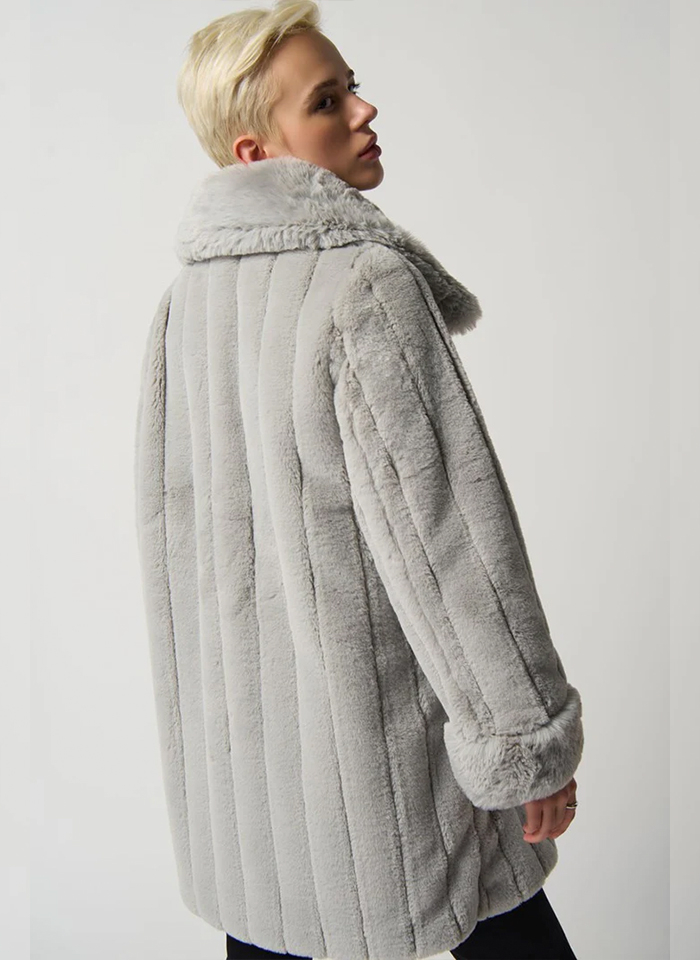 Joseph Ribkoff 233900 Efektowne dwustronne srebrno-szary futerko