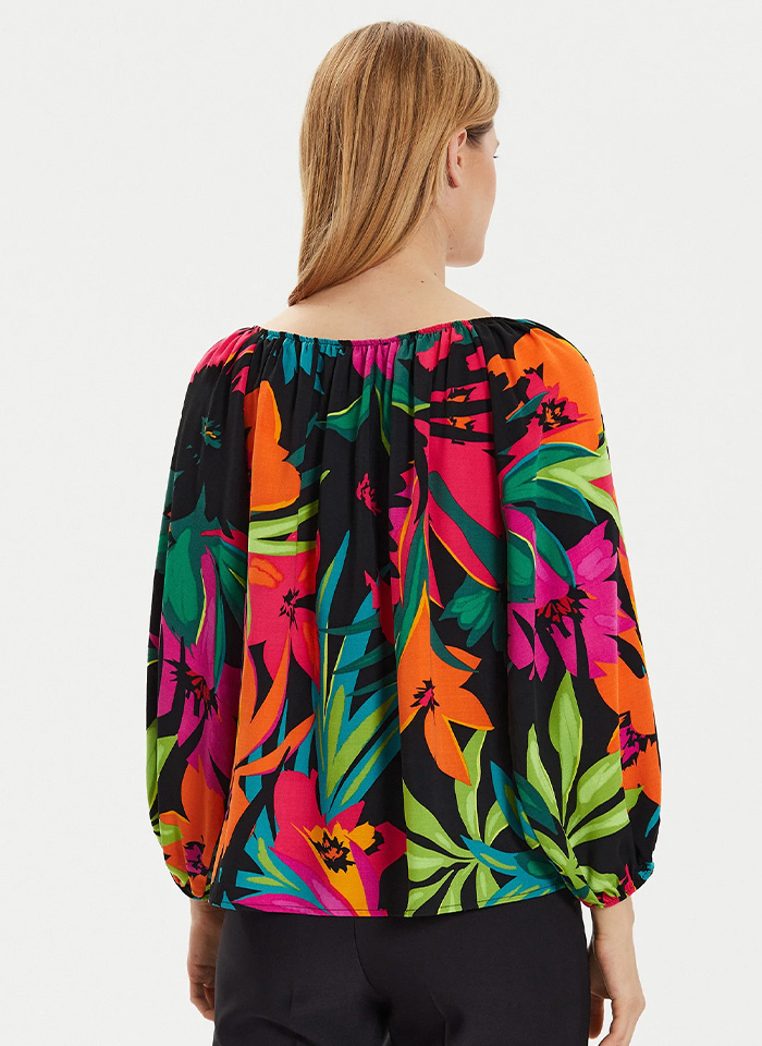 Joseph Ribkoff 242175 Kwiecista bluzka w hiszpańskim stylu