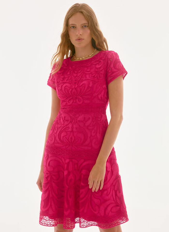 Joseph Ribkoff 251768 Haftowana sukienka z rozkloszowanym dołem