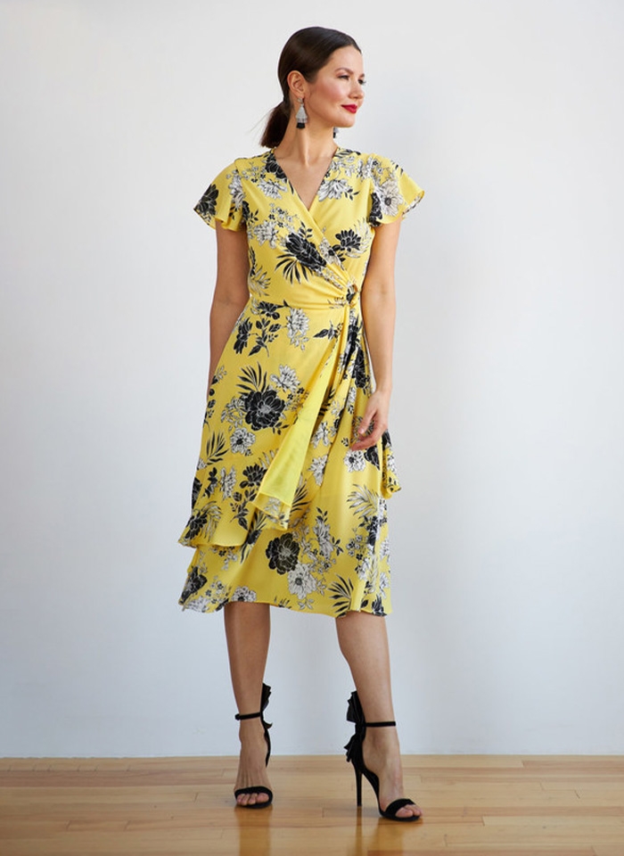 Joseph Ribkoff 202425 Sukienka midi w kwiecisty wzór.