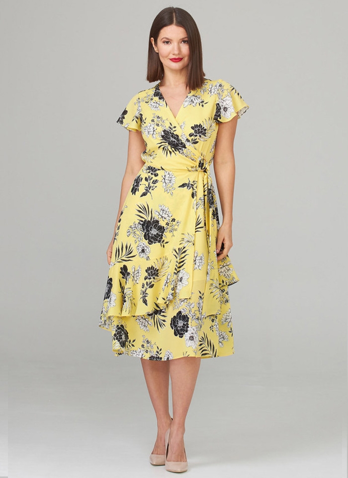 Joseph Ribkoff 202425 Sukienka midi w kwiecisty wzór.