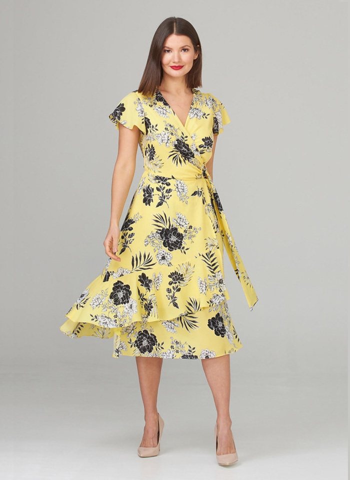 Joseph Ribkoff 202425 Sukienka midi w kwiecisty wzór.