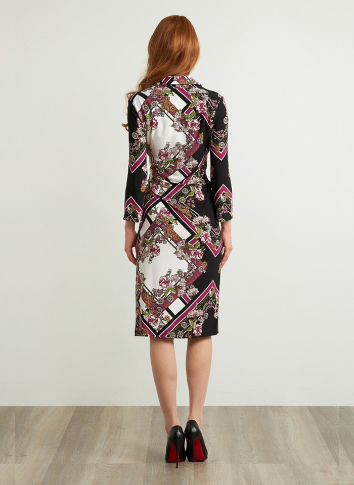 Joseph Ribkoff, Kolorowa sukienka z kołnierzykiem.