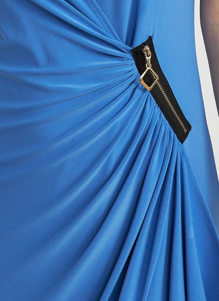 Joseph Ribkoff, Niebieska sukienka midi ze skośna falbaną