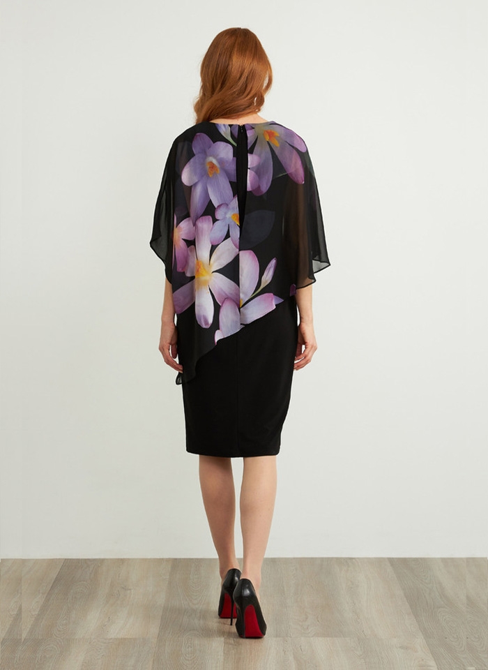 Joseph Ribkoff, Sukienka z asymetryczna narzutką w kwiaty